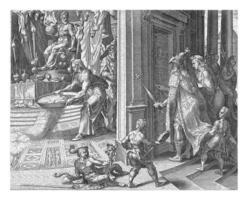 Daniel scatters ashes on the temple floor, Philips Galle, after Maarten van Heemskerck, 1565 - 1601 photo