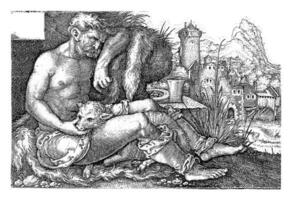 Shepherd with a Sheep, Hans Sebald Beham, 1525 photo