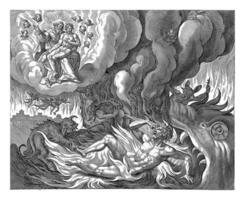 Lazarus in Heaven and the Rich Man in Hell, Crispijn van de Passe I, after Maerten de Vos, 1589 - 1611 photo