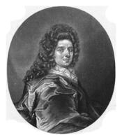 retrato de el calígrafo jacob gadela, pieter schenk i, 1670 - 1713 foto