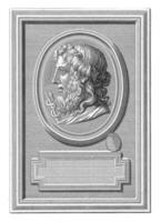 Carved stone with the effigy of Aesculapius, Bernard Picart, 1722 photo