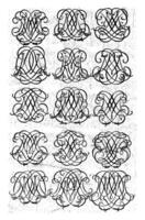 Fifteen Letter Monograms LMN-MNQ, Daniel de Lafeuille, c. 1690 - c. 1691 photo