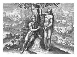 Eve seduces Adam, Johann Sadeler I, after Crispijn van de Passe I, 1639 photo