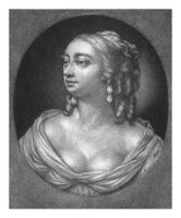 Bust of a young woman with half-bare bosom, Abraham Bloteling, after Peter Lely Sir, 1676 photo