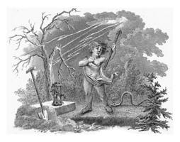 durante un tormenta, un poner a con vela y daga es mordido en el pie por un serpiente, Reinier vinkeles i, 1751 - 1816 foto