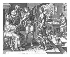 Farewell to Tobit and Anna, anonymous, after Maarten van Heemskerck, 1556 - 1633 photo