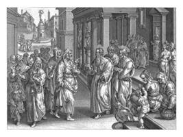 Paul disputing with the magician Elymas, anonymous, after Philips Galle, after Adriaen Collaert, after Jan van der Straet, 1646 photo