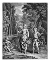coridón y Silvia, pieter schenk i, después Bernardo lente yo, 1670 - 1713 foto
