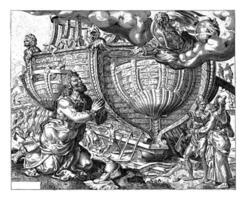 God Orders Noah to Build the Ark, Cornelis Cort, after Maarten van Heemskerck, c. 1558 - c. 1560 photo
