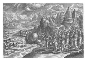 Celebration of the Fall of the Egyptian Army, Julius Goltzius, after Hans Bol, 1586 photo