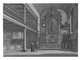 Interior of the Roman Catholic hidden church De Paauw in the Keizerstraat in Amsterdam, Caspar Jacobsz. Philips, after Hendrik Keun, 1770 photo