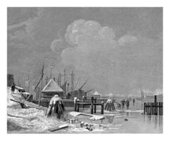 Frozen IJ near Amsterdam, Abraham Lion Zeelander, after Albertus Brondgeest, 1799 - 1856 photo