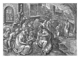 Paul speaks to the women in Philippi, anonymous, after Philips Galle, after Jan van der Straet, 1646 photo