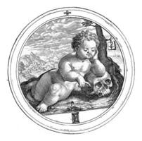 Putto with skull, Crispijn van de Passe I, 1594 photo