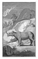 paisaje con rinoceronte, ene Wandelaar, 1727 foto