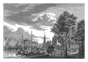 View of the Munttoren in Amsterdam, seen from the 's-Gravelandseveer, Simon Fokke, after Jan de Beijer, 1760 - 1783 photo