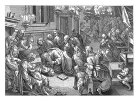 Paul brings Eutychus back to life, anonymous, after Hendrick Goltzius, after Jan van der Straet, 1646 photo