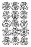quince letra monogramas des-mfe, Daniel Delaware lafeuille, C. 1690 - C. 1691 foto