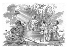 Five putti with allegorical attributes, Reinier Vinkeles photo