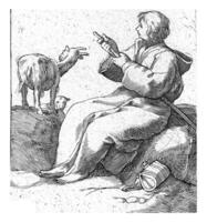 Seated Goatherd, Frederick Bloemaert, after Abraham Bloemaert, after 1635 - c. 1709 photo