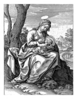 Mary suckling the Christ Child, Antonie Wierix II, 1565 - before 1604 photo