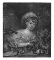 dos muchachas con flores, frutas y un loro, johann Friedrich bodecker, después ene Delaware baen, 1670 - 1727 foto