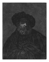 antiguo hombre, posiblemente un rabino, monograma bvh, después Rembrandt camioneta río, 1785 foto