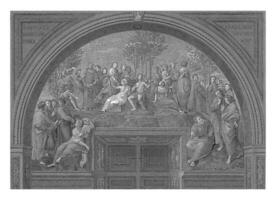 Apollo and Muses on Mount Parnassus, Giovanni Volpato, after Stefano Tofanelli, after Raphael, 1743 - 1803 photo