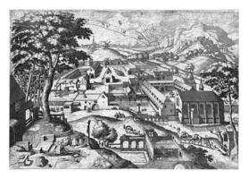 paisaje con Santo jerónimo, Juan o luke de doetechum, después lucas gaseoso, 1610 - 1652 foto