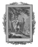 Telemachus speaks to his father, without recognizing him, Jean-Baptiste Tilliard, after Charles Monnet, 1785 photo