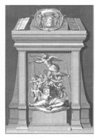 diseño para el tumba de hugo Delaware grosero, murió 1645, ene caspar philips, después rombar verhulst, 1711 - 1727 foto