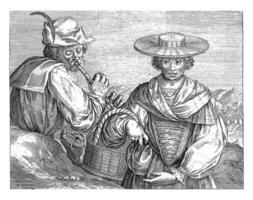 hombre seduce un mujer con su flauta jugando, crispijn camioneta Delaware pasado de moda i, después Jacques bellange, 1574 - 1637 foto