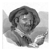 Laughing man with a pipe, Pieter de Mare, 1768 - 1796 photo