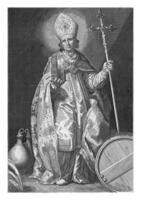 Saint Willibrordus, Cornelis Bloemaert II, after Abraham Bloemaert, 1630 - c. 1700 photo