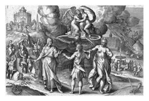 Hércules a el cruce, johannes wierix, después crispijn camioneta guarida broek, 1576 - 1599 foto