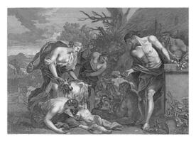 Jupiter being suckled by the goat Amalthea, Matthijs Pool, after Barend Graat, 1696 - 1727 photo