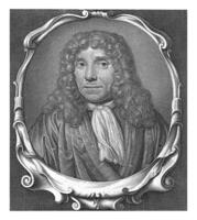 Portrait of Antonie van Leeuwenhoek, Abraham de Blois, after Jan Verkolje, 1679 - 1717 photo