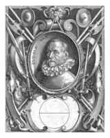 título página ludolfo camioneta celen, vanden círculo porcelana de Delft 1596, con un retrato de ludolfo camioneta celen a el años de 56 foto