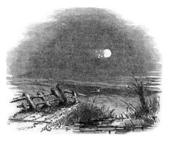 meteorito de el noche de domingo, nov. 13 1803, Clásico grabado. foto