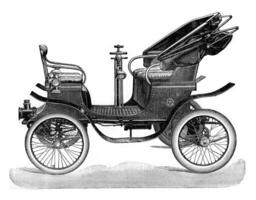 Cart with motor at the rear, vintage engraving. photo