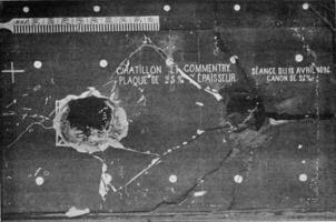 Gavre field trials in April 1894, View of the plate 25 centimeters of Commentry, vintage engraving. photo