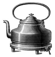 Heating kettle, vintage engraving. photo