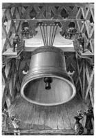 Bell of Notre Dame de Paris., vintage engraving. photo