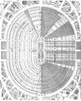 Plan of the palace of the 1867 exhibition at the Champ de Mars in Paris, vintage engraving. photo