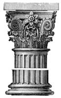 Composite order, Temple of Vesta at Tivoli, vintage engraving. photo