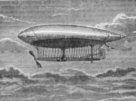 The aerostat airship, La France, MM. Captains Krebs and Renard, vintage engraving. photo