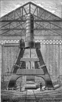 Hammer 100 tons, vintage engraving. photo