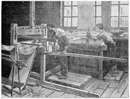 Printing table to the board, vintage engraving. photo