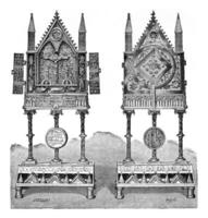 Reliquary of the thirteenth century, vintage engraving. photo