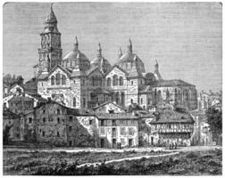 Church Saint-Front, Perigueux, vintage engraving. photo